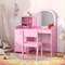 Pink Kids Vanity Table Set with LED Mirror Drawer Cabinet and Chair Perfect for Girls